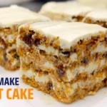 Slice of carrot cake with cream cheese frosting