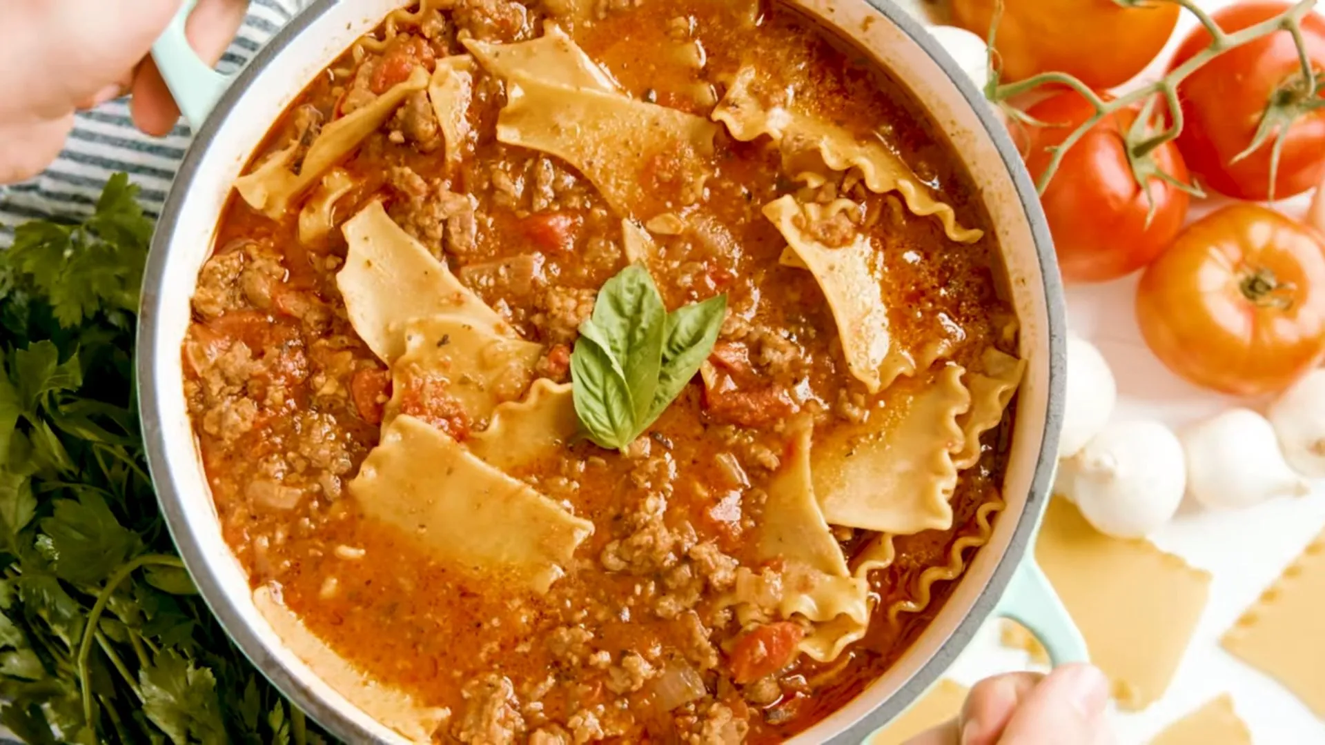 Easy Lasagna Soup Recipe 5 Lasagna soup in a white bowl