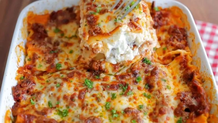Ricotta Cheese Lasagna Recipe 8 Baked lasagna with melted mozzarella and basil garnish