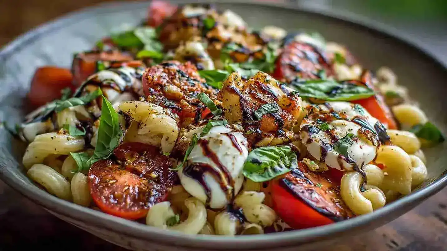 Caprese Pasta Salad with Balsamic Glaze (20-Minutes) 1 caprese pasta salad with balsamic glaze stylize 1 1