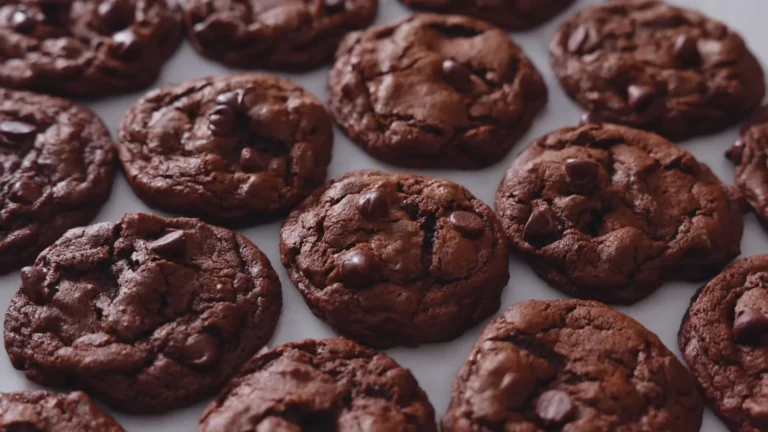 Close-up of chewy espresso chocolate chip cookie with melted chocolate