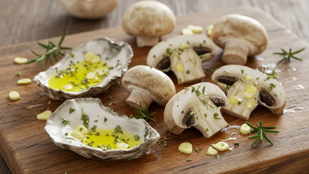 Easy Oyster Mushroom Recipe 2 Fresh oyster mushrooms and ingredients for mushroom sauté