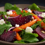 Beet and arugula salad with goat cheese and toasted walnuts