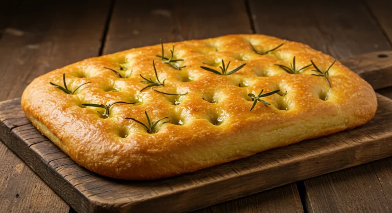 Easy Homemade Focaccia Bread Recipe 10 Freshly baked focaccia bread topped with rosemary and sea salt.