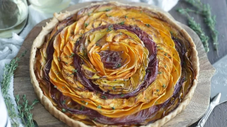 Caramelized Onion Butternut Squash Tart Recipe 5 Golden butternut squash tart with caramelized onions and fresh herbs
