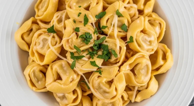 Easy Creamy Tortellini Carbonara Recipe (30 Minute Comfort Food) 9 Creamy tortellini carbonara topped with parmesan and herbs