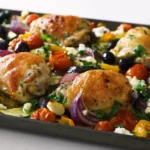 Baked Greek chicken and roasted vegetables
