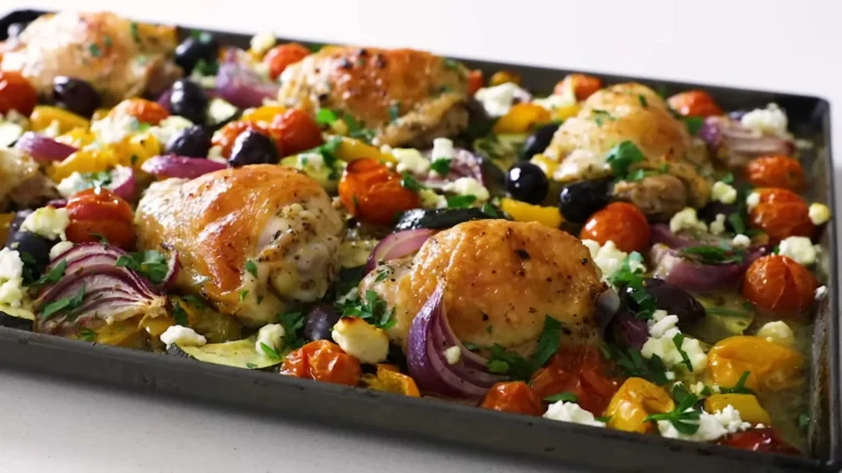 Sheet Pan Greek Chicken & Veggies (Easy One-Pan Meal) 8 Baked Greek chicken and roasted vegetables