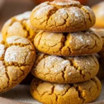 Stack of chai spiced pumpkin cookies on a plate with cinnamon sticks.