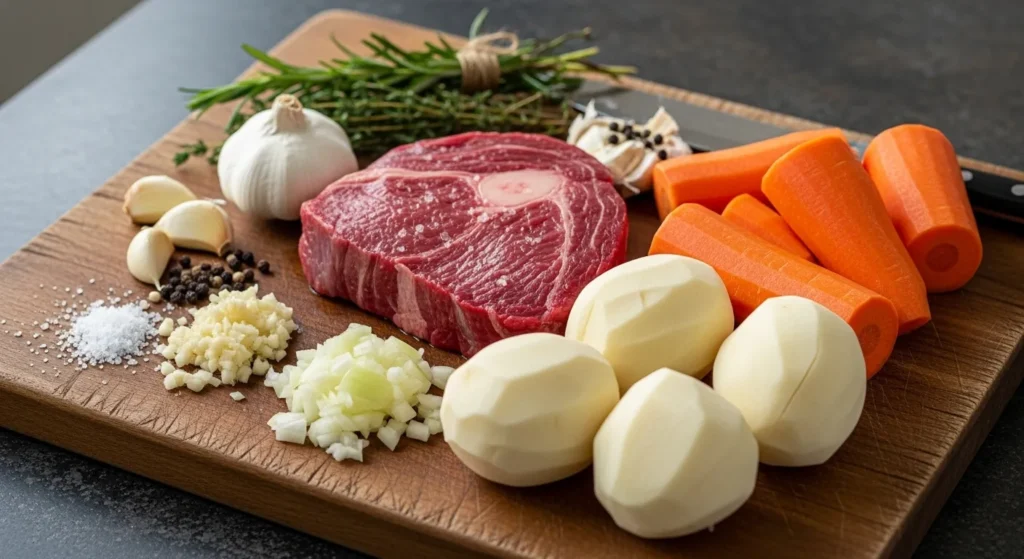 Easy Beef Stew Crockpot Recipe 2 Beef, potatoes, carrots, and herbs for beef stew.