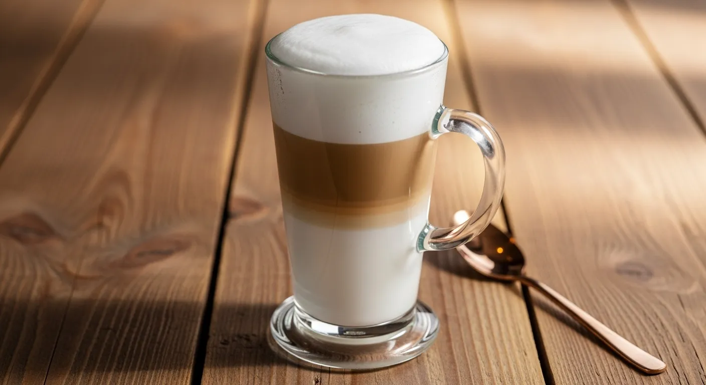 Easy Latte Macchiato Recipe 1 Layered latte macchiato with creamy milk foam.
