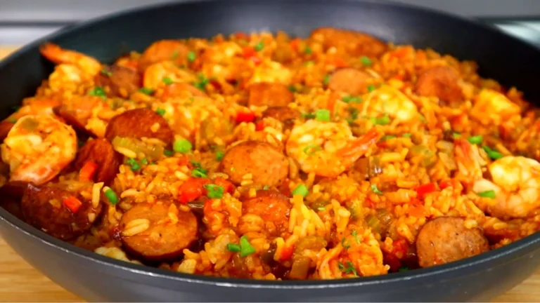 One Pot Shrimp and Sausage Jambalaya Recipe 7 One pot shrimp and sausage jambalaya with rice and Cajun spices.