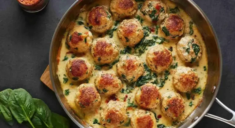 Baked Chicken Ricotta Meatballs with Spinach Recipe 5 Baked Chicken Ricotta Meatballs with Spinach fresh from the oven.