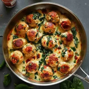 Baked Chicken Ricotta Meatballs with Spinach Recipe 3 Creamy spinach and chicken meatballs dish