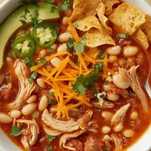 Creamy White Chicken Enchilada Soup 4 Bowl of creamy white chicken enchilada soup topped with cheese and cilantro.