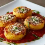 Crispy fried polenta served with marinara sauce.