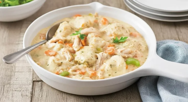 Crock Pot Chicken and Dumplings Recipe 8 Creamy Crock Pot Chicken and Dumplings in a bowl tender chicken, fluffy biscuit dumplings, and vegetables in a rich broth.