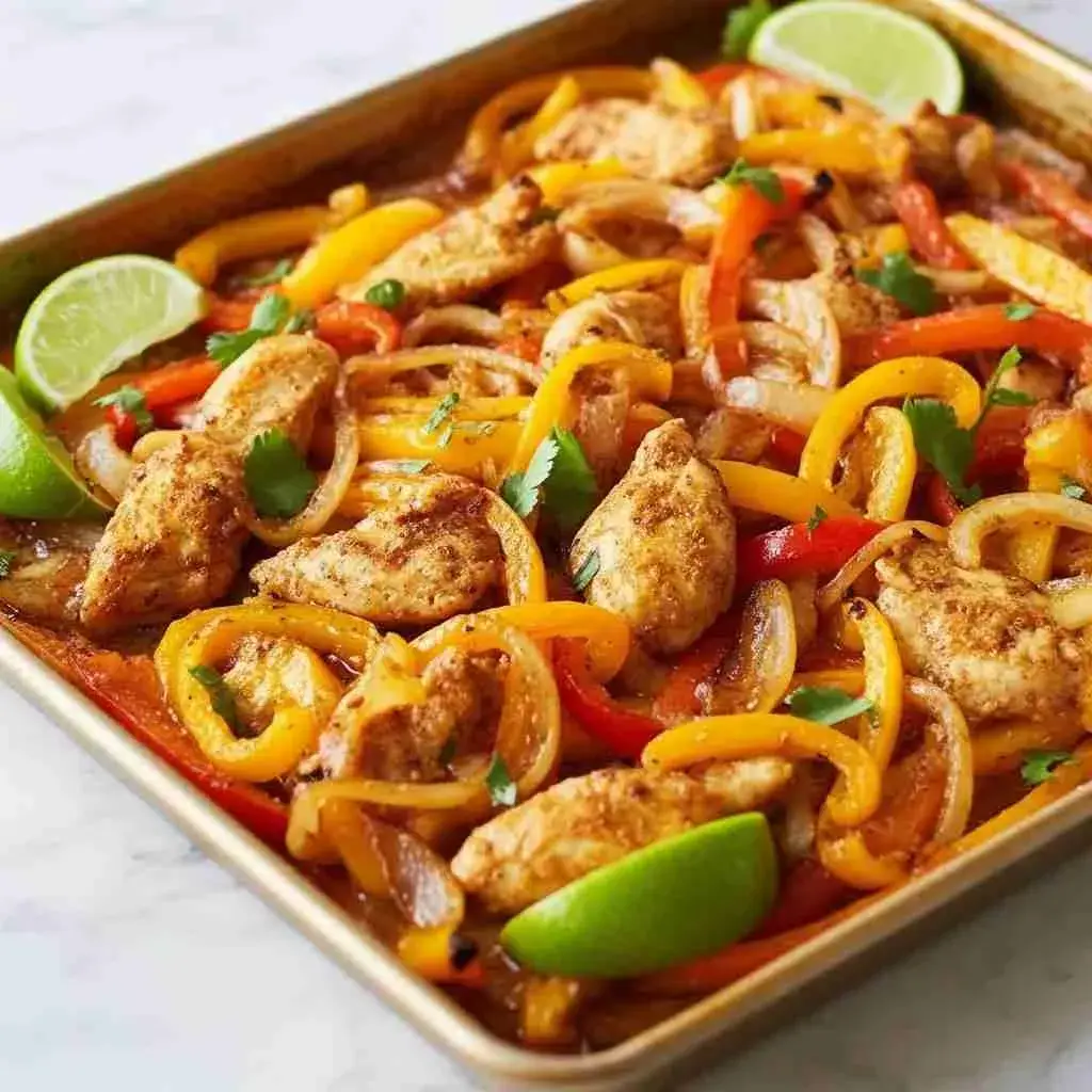 Colorful chicken fajitas with vegetables