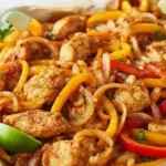 Sheet Pan Chicken Fajitas fresh from the oven.