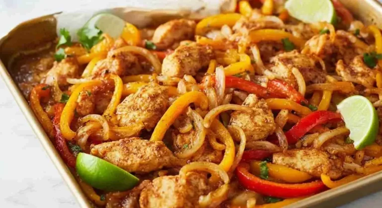 Easy Sheet Pan Chicken Fajitas Recipe 7 Sheet Pan Chicken Fajitas fresh from the oven.