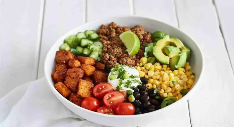 Sweet Potato Taco Bowl Recipe 10 Healthy Sweet Potato Taco Bowl with black beans, corn, avocado, and lime dressing.