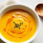 Bowl of creamy honey roasted acorn squash soup