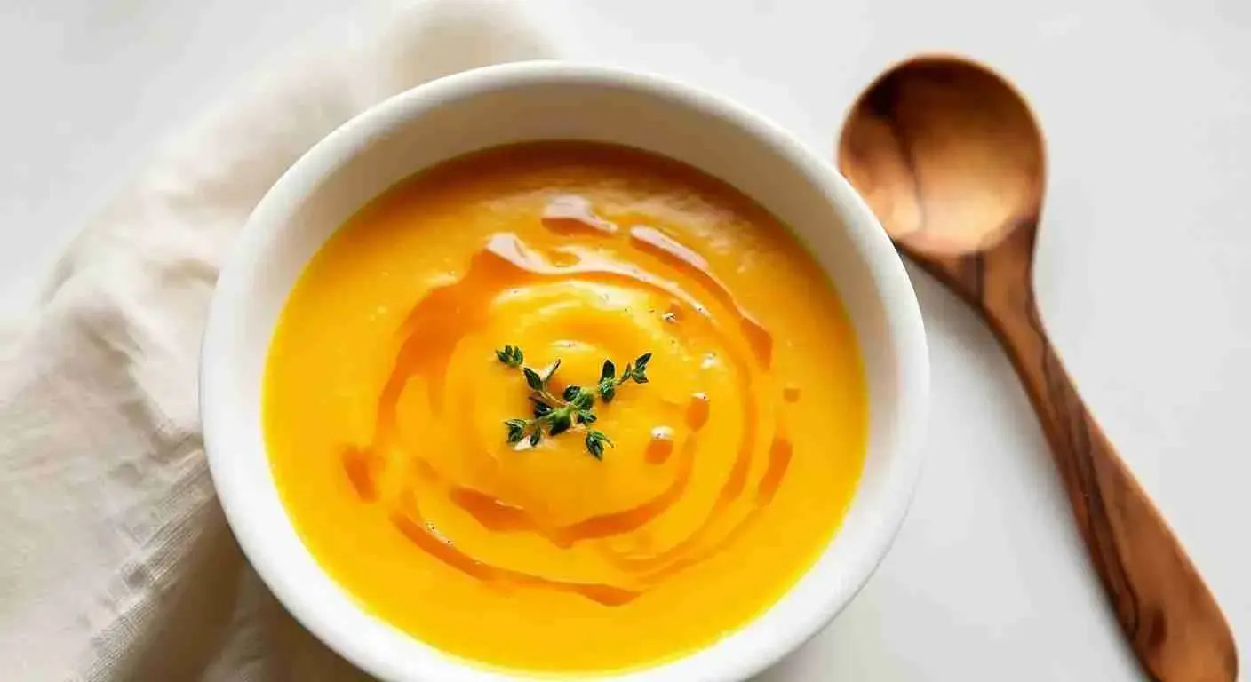 Bowl of creamy honey roasted acorn squash soup