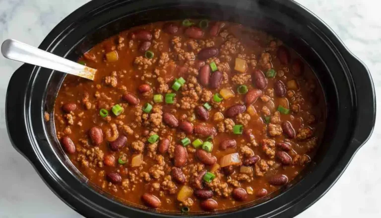 Hearty Crockpot Tex-Mex chili dish served in a bowl with toppings
