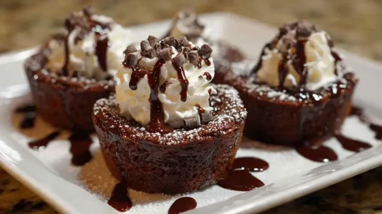 hot chocolate brownie cups topped with marshmallows