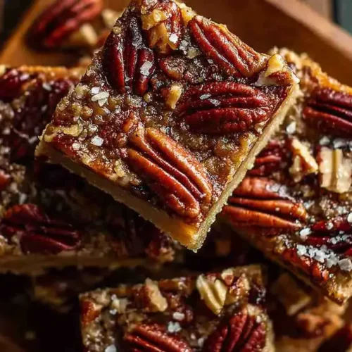 Homemade pecan pie bars with buttery crust