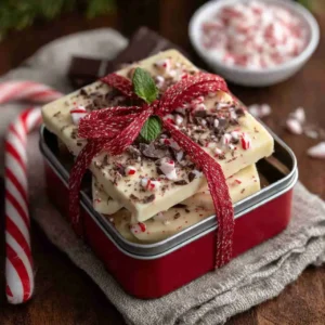 holiday-gift.jpg Chocolate peppermint bark wrapped as a holiday gift