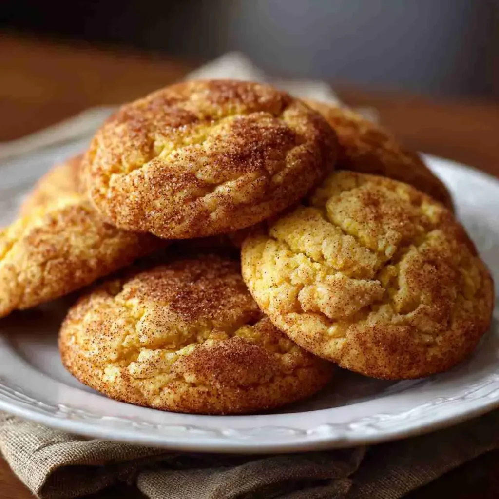 Close-up of pumpkin snickerdoodle cookie with cinnamon sugar
