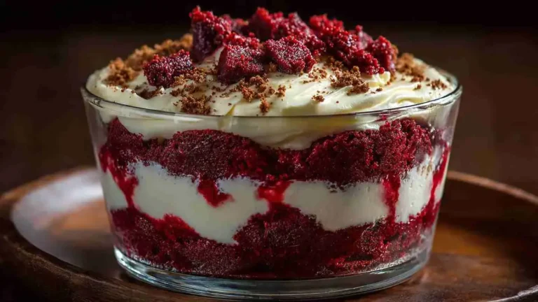 Easy Red Velvet Cheesecake Trifle Recipe 7 red velvet cheesecake trifle layered with cake, cream cheese filling, and whipped topping