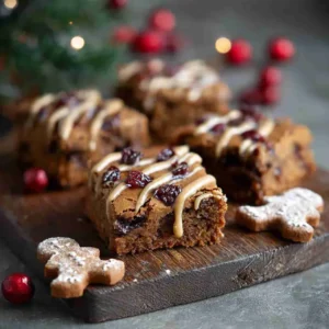 Gingerbread blondies served on plate
