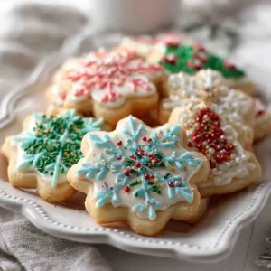 Soft Frosted Christmas Cookies recipe 5 Soft frosted Christmas cookies served on a holiday table