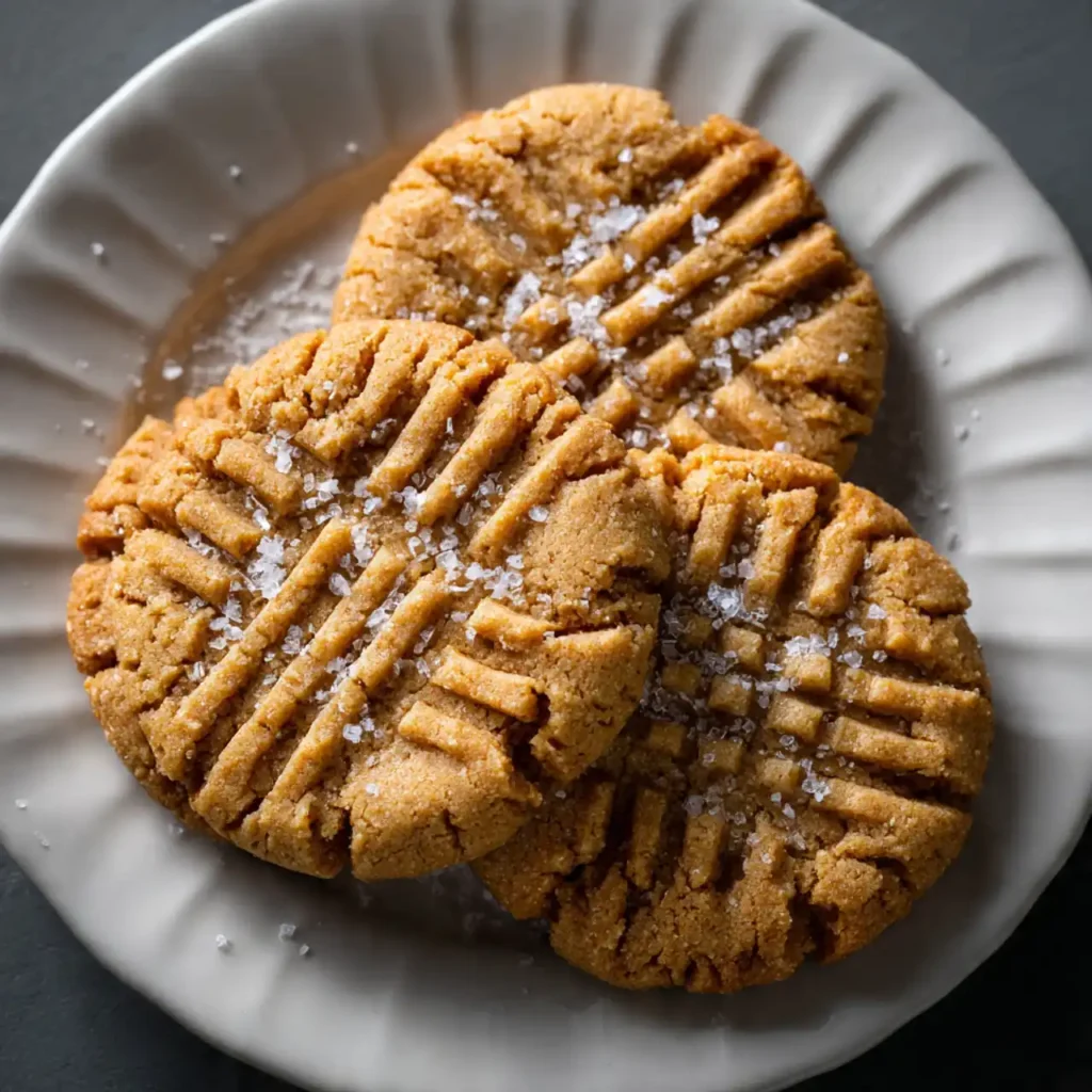 serving plate of 3 ingredient peanut butter cookies