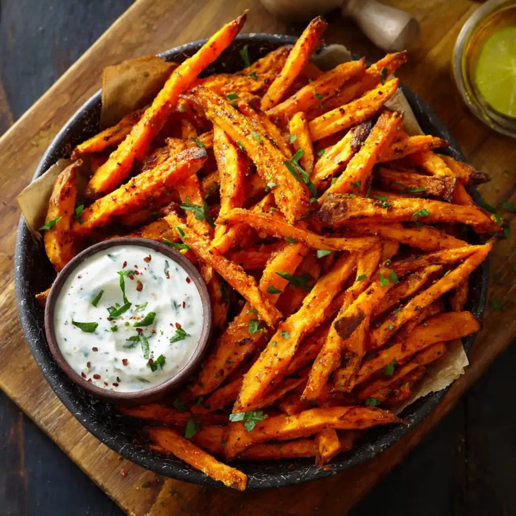 air fryer sweet potato fries serving suggestion