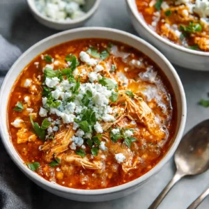 slow cooker buffalo chicken chili served with toppings
