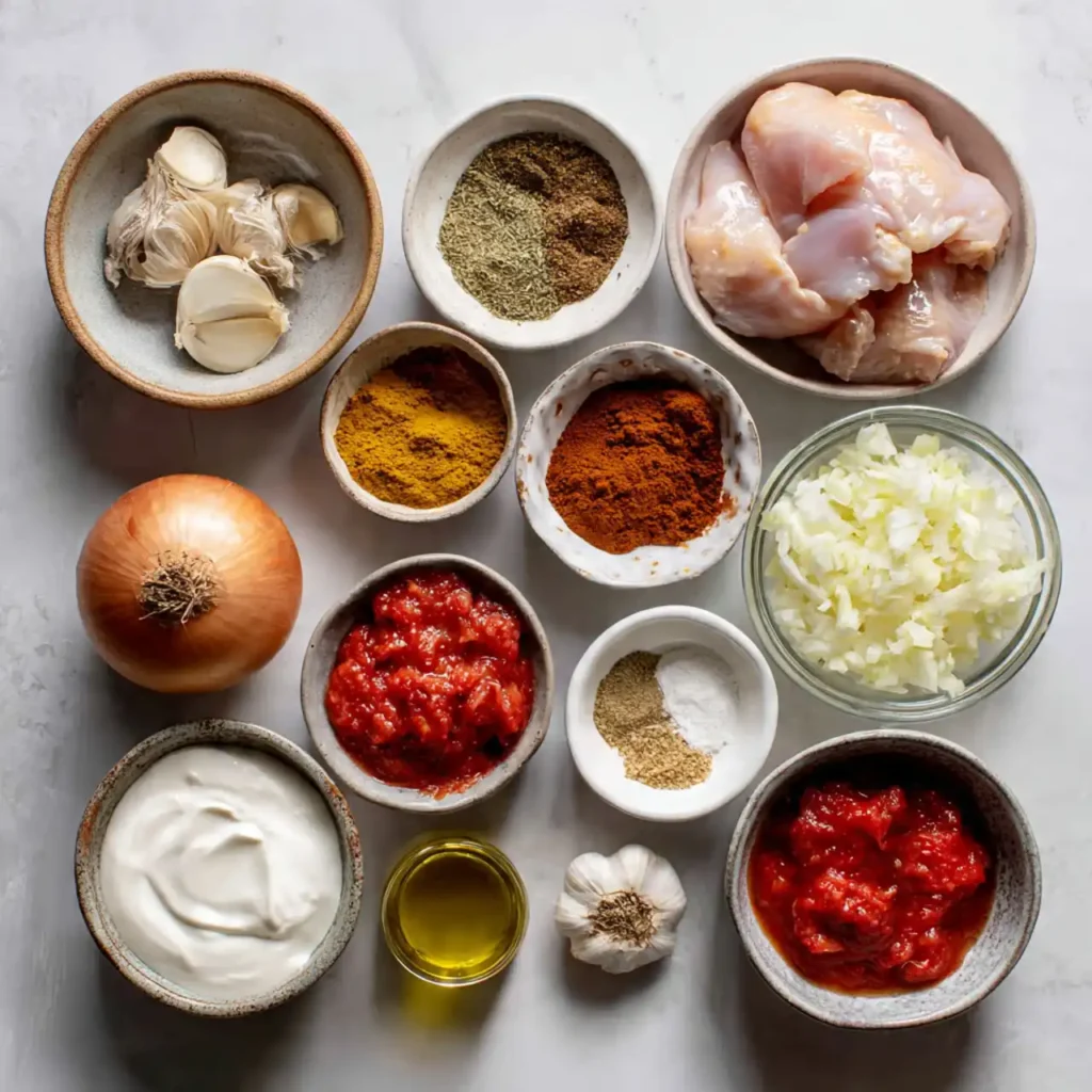 ingredients for instant pot chicken tikka masala on counter
