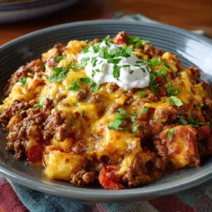 Slow Cooker Cowboy Casserole served with green onions