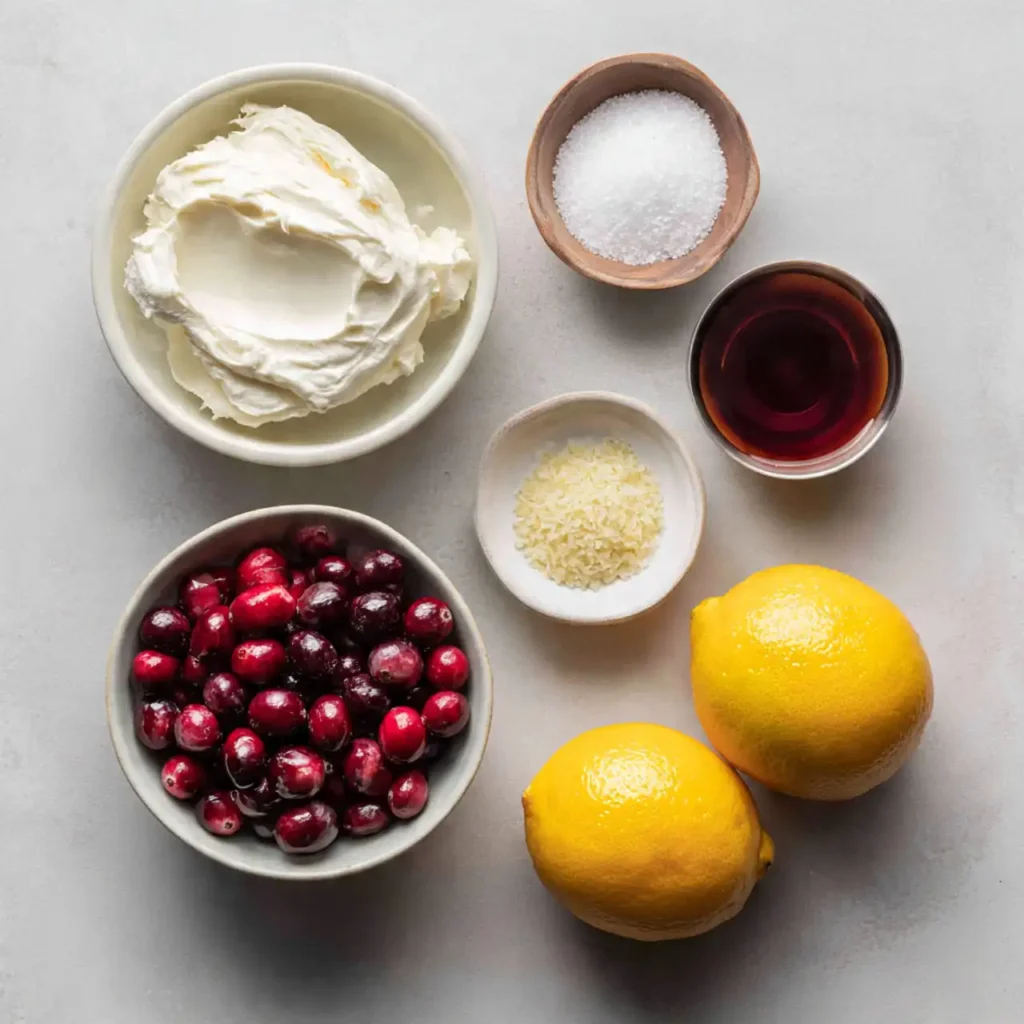 ingredients for cranberry cream cheese spread
