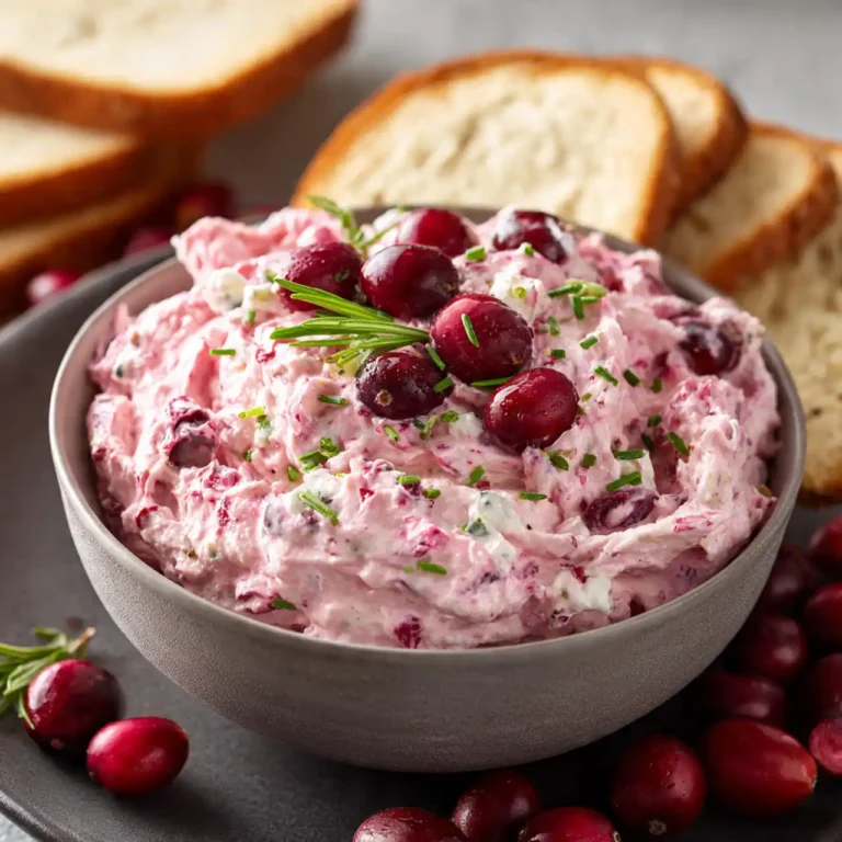 cranberry cream cheese spread in a bowl ready to serve