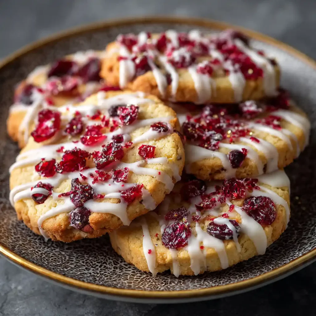 Delicious cookies with cranberry and icing