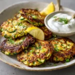 crispy zucchini fritters with lemon yogurt sauce