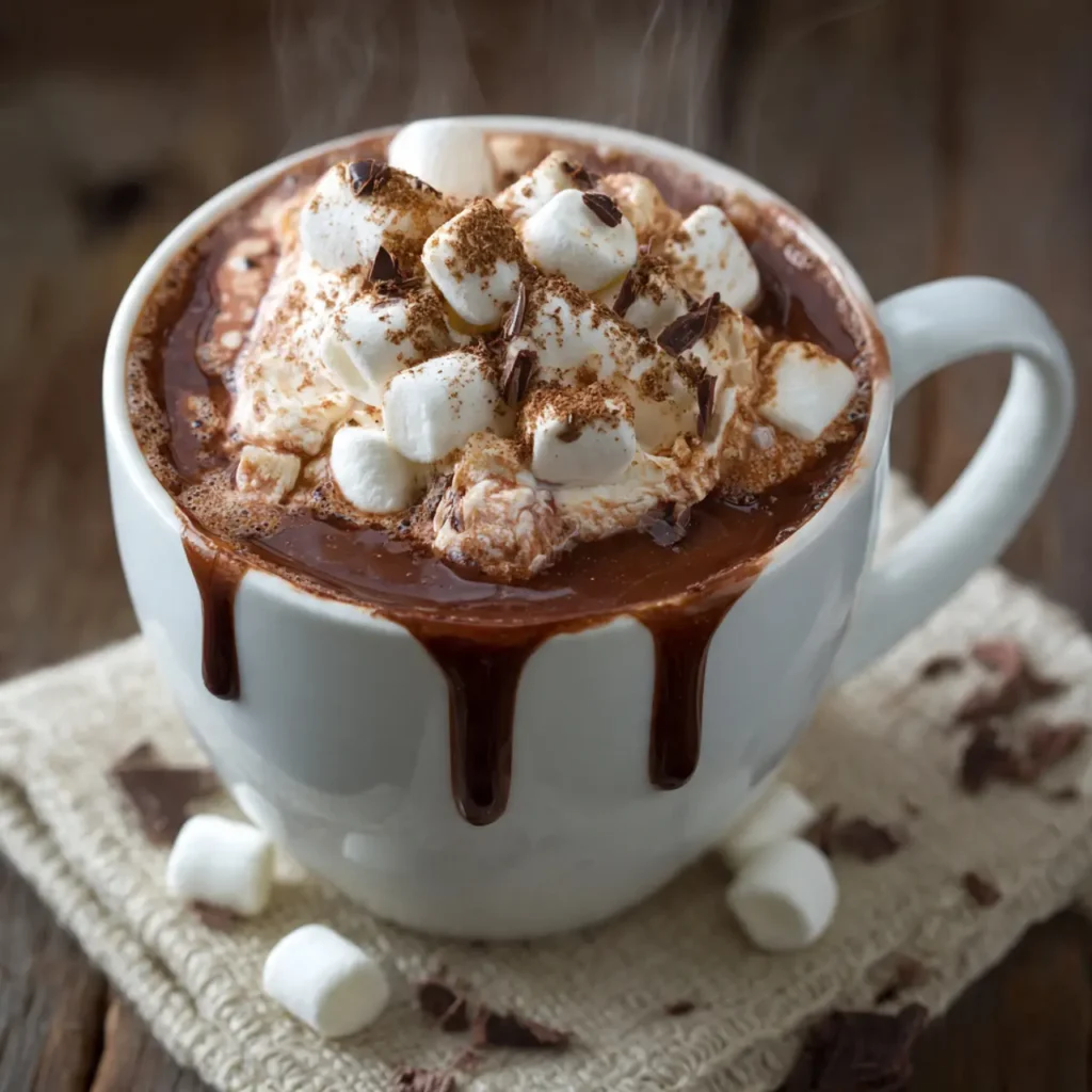 serving crockpot hot chocolate from slow cooker