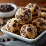 bowl of delicious chocolate chip cookie dough balls ready to eat