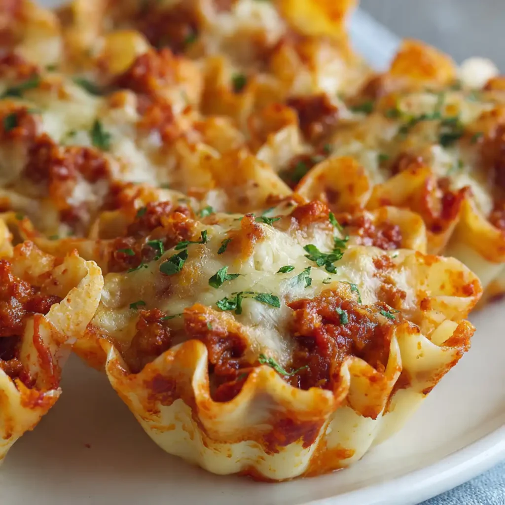 close up easy lasagna cups cheesy layers