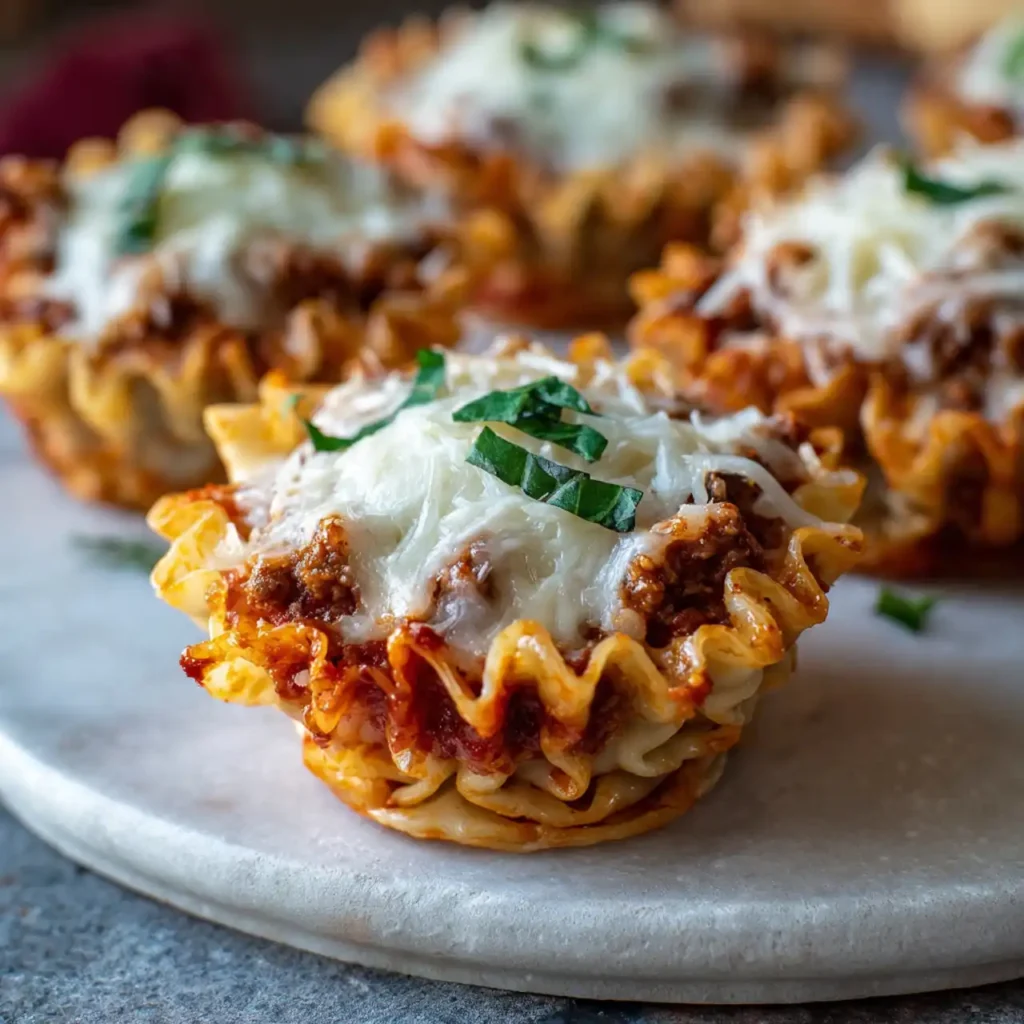 easy lasagna cups served with fresh herbs