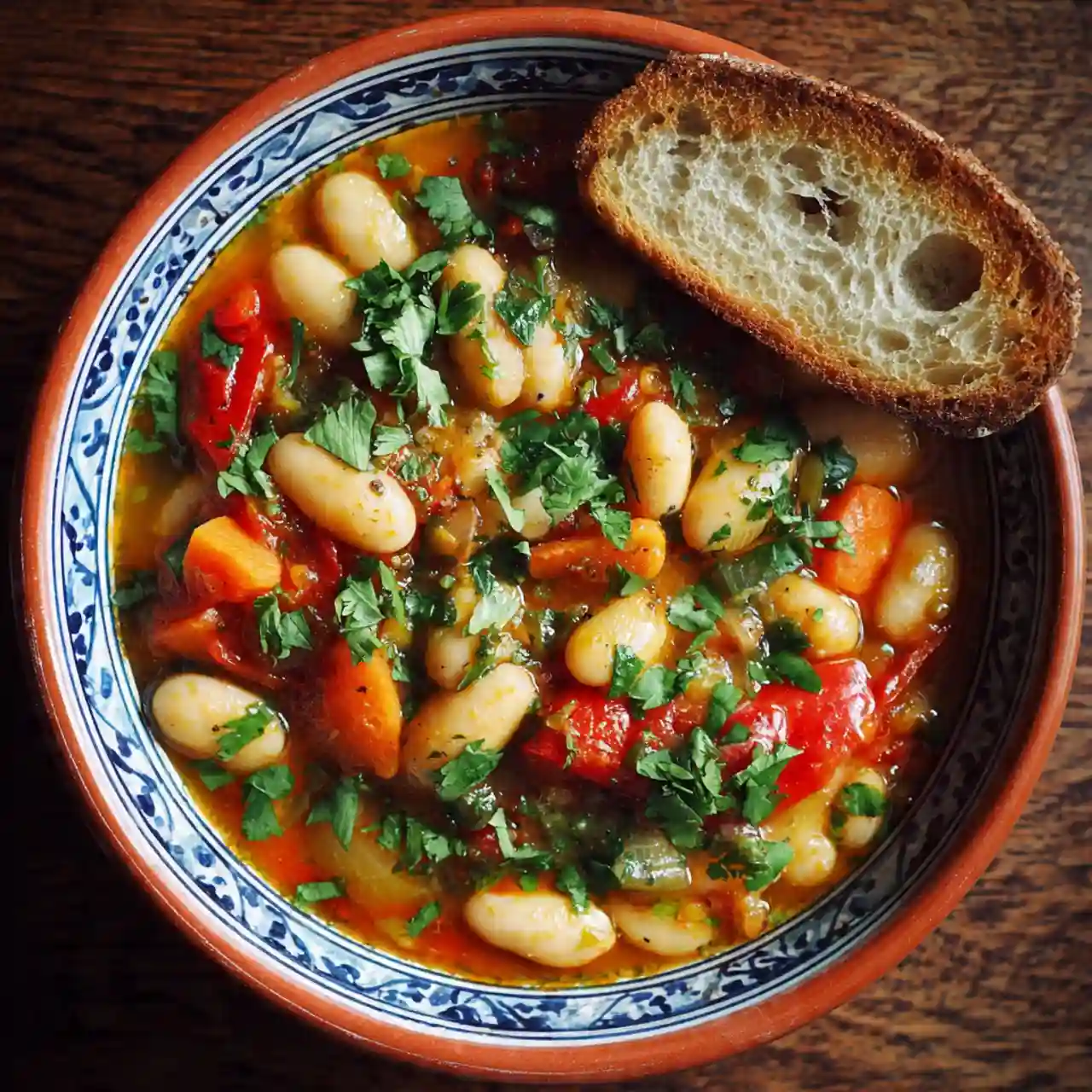 Easy Vegan Butter Bean Stew 1 Easy vegan butter bean stew in a bowl with herbs