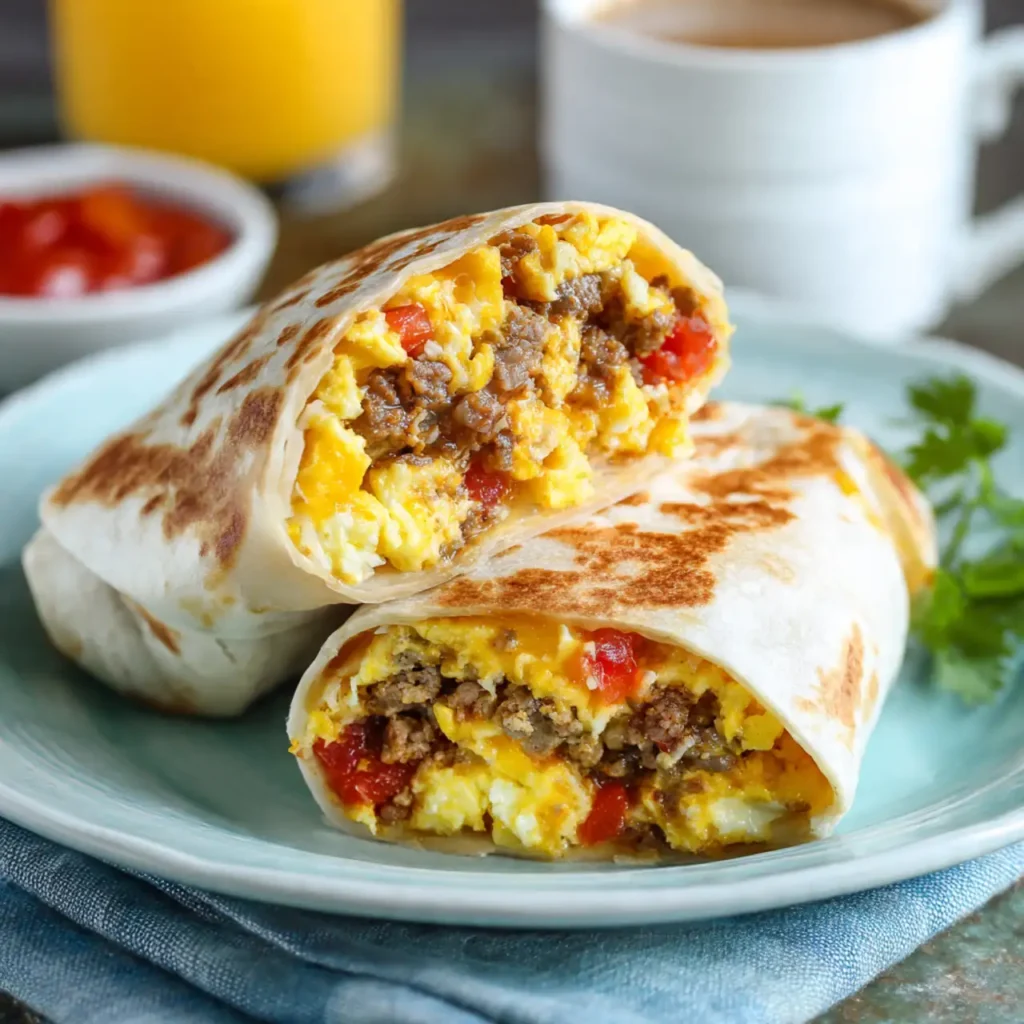 freezer breakfast burrito served with salsa
